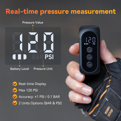 Premium elektronisk cykelpumpe med ventil-side display